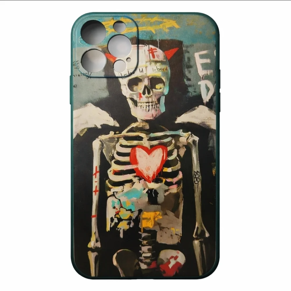 iPhone 13/14 Case Skeleton Graffiti Art Red Heart Goth Grunge Streetwear Design